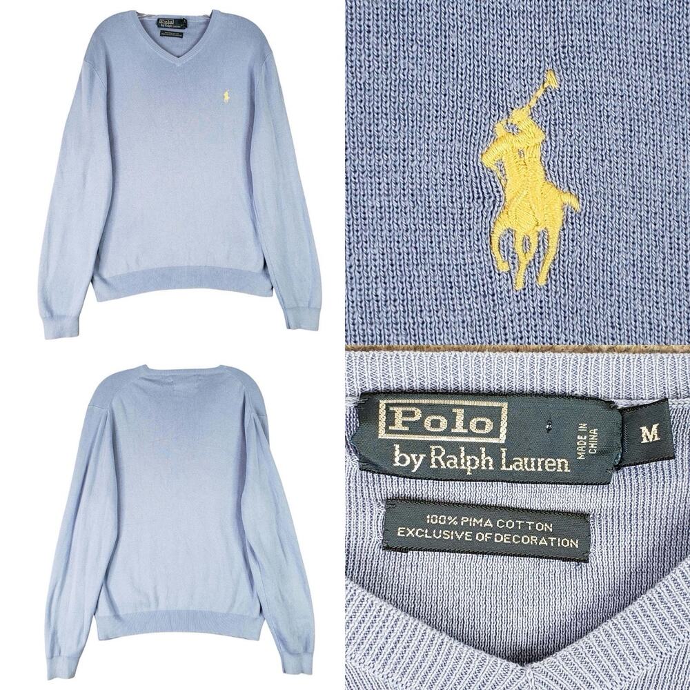 Polo Ralph Lauren Sweater Men’s Size Medium M Blue Size Pima Cotton Pullover